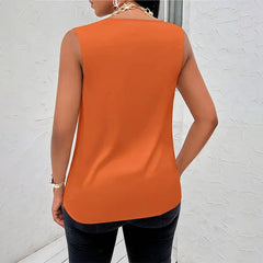 Satin Tank Tops Women Elegant Korean Style Silk Solid Color Sleeveless Tank Top Fashion Sexy Office Lady Cowl Neck Camisole