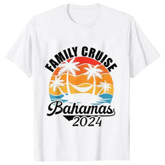 Bahamas Vacation Party Tees Shirt Graphic Y2k Tops Family Cruise 2024 Summer Matching T-Shirt Summer Trip Ship  Unisex Clothing