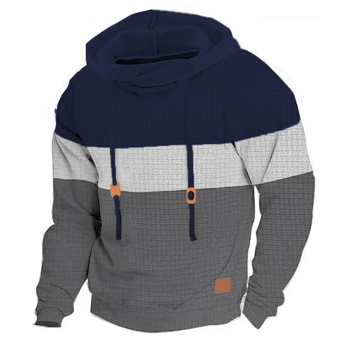 Men's Patchwork Hoodie Outdoor Casual Sportswear Street Fashion Men's Fleece Thermal Hooded Sweatshirt