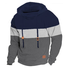 Men's Patchwork Hoodie Outdoor Casual Sportswear Street Fashion Men's Fleece Thermal Hooded Sweatshirt