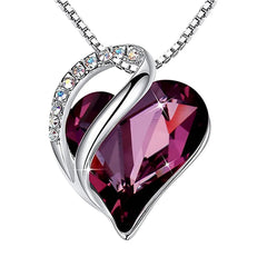 Fashion Silver Love Heart Crystal Pendant Necklace Any Occasion Gift Piece