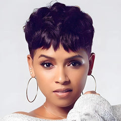 Natural Wavy Synthetic Short Hair Wigs With Bangs for Women
