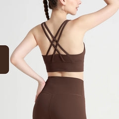 Solid Color Fitness Women Sport Bra Gym Yoga bra Cross Back Yoga Bra Top Sexy Breathable Quick-Drying Workout Sportswear Outfit