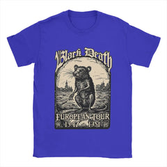 Men's Black Death European Tour 1347-1351 T Shirts 100% Cotton Clothing Funny Round Neck Tee Shirt New Arrival T-Shirts
