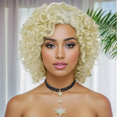 Synthetic Mixed Brown Curly Wigs for Women Short Afro Natural Hair African American Bob Wig Wave Curly