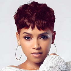 Natural Wavy Synthetic Short Hair Wigs With Bangs for Women