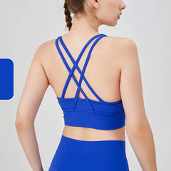 Solid Color Fitness Women Sport Bra Gym Yoga bra Cross Back Yoga Bra Top Sexy Breathable Quick-Drying Workout Sportswear Outfit