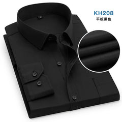 Bright Red Long-sleeved Shirt Men's Single-breasted Square Collar Shirts Business / Wedding / Party Casual Shirt Blue White 6XL