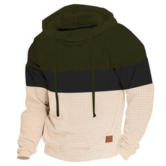 Men's Patchwork Hoodie Outdoor Casual Sportswear Street Fashion Men's Fleece Thermal Hooded Sweatshirt