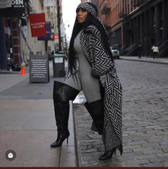 New Winter African Lady Kimonos Luxury Loose Thick Long Cardigans European Female Fashion Printed Outfits Jacket Clothes
