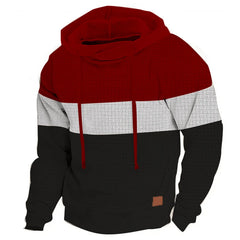 Men's Patchwork Hoodie Outdoor Casual Sportswear Street Fashion Men's Fleece Thermal Hooded Sweatshirt