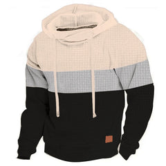 Men's Patchwork Hoodie Outdoor Casual Sportswear Street Fashion Men's Fleece Thermal Hooded Sweatshirt