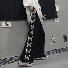 Japanese Y2k Oversize Graphic Wide Sweatpants Men Streetwear Print Casual Track Pants Male Sport Straight Trousers