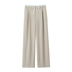 Willshela Fashion Solid Lace Up Side Zipper Straight Pants Vintage Elastic High Waist Chic Trousers