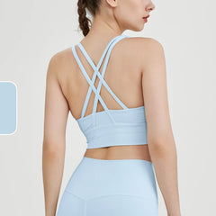 Solid Color Fitness Women Sport Bra Gym Yoga bra Cross Back Yoga Bra Top Sexy Breathable Quick-Drying Workout Sportswear Outfit