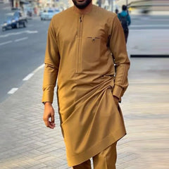 African men Wedding Beaded Long-sleeved Top Pants Set Kaftan Traditional Clothing Ethnic Casual Men's 2Pcs Suit
