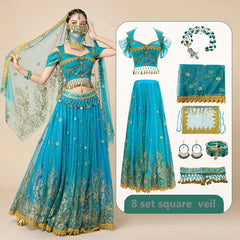 Women's Belly Dance Top Set Indian Halloween Clothing Bollywood Clothing