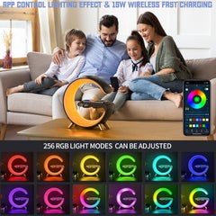 Wireless Phone Charger Multifunctional Desk Alarm Clock RGB LED Light – Smart & Stylish Charging Solution