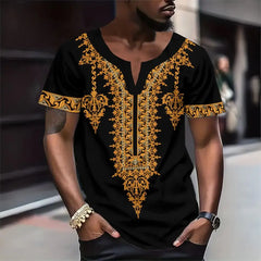 Summer Short Sleeve Men Tshirt Fashion Oversize Casual S-4Xl T-Shirts For Men African Dashiki Traditional Men'S Clothing