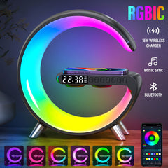 Wireless Phone Charger Multifunctional Desk Alarm Clock RGB LED Light – Smart & Stylish Charging Solution