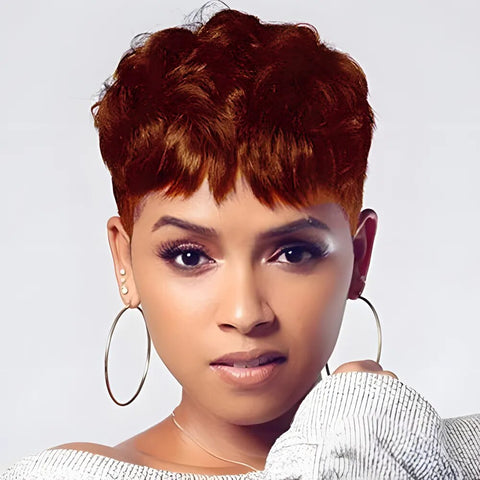 Natural Wavy Synthetic Short Hair Wigs With Bangs for Women