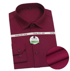 Bright Red Long-sleeved Shirt Men's Single-breasted Square Collar Shirts Business / Wedding / Party Casual Shirt Blue White 6XL