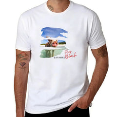 Pig Beach Bahamas Decal T-Shirt anime stuff custom t shirt oversized graphic tee clothing for men