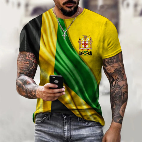 New Jamaica Flag Lion 3D Printed T-shirt Men WomenTshirt Summer Jamaica National Emblem Harajuku Streetwear Tops 2XS-4XL