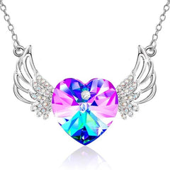 Angel Heart Crystal Pendant Chain Necklace