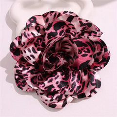French Satin 19cm Brooch Fabric Exaggerated Leopard Print Large Flower Pins Handmade Flower Clothing Accessory Corsage