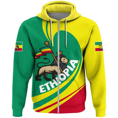 Ethiopia Flag Graphic Zipper Pullovers For Men Women Ethiopian National Emblem 3D Printed Hoodies Loose Street Tops Sweatshirts