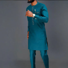 African Men's Native Disigner Clothing Tunic Ethnic Style 2pcs Dashiki Pants Sets Traditional Outfit Kaftan