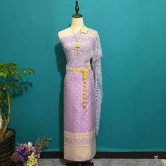 Thailand Summner One Shoulder Dai Red Starlight Asian Traditional Dresses