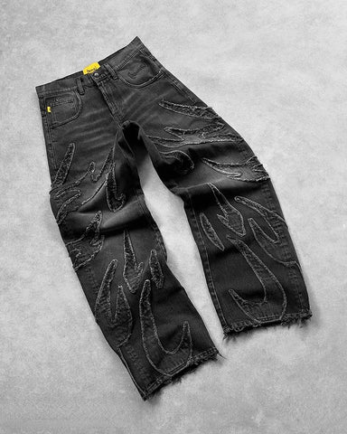 Baggy Jeans Men Y2k Hip Hop Retro Oversized Embroidery Pants Harajuku Gothic Wide Leg Streetwear