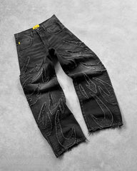 Baggy Jeans Men Y2k Hip Hop Retro Oversized Embroidery Pants Harajuku Gothic Wide Leg Streetwear