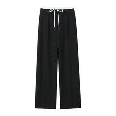 Willshela Fashion Solid Lace Up Side Zipper Straight Pants Vintage Elastic High Waist Chic Trousers