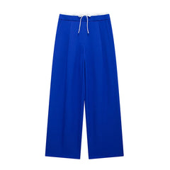 Willshela Fashion Solid Lace Up Side Zipper Straight Pants Vintage Elastic High Waist Chic Trousers