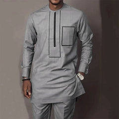 African Men's Native Disigner Clothing Tunic Ethnic Style 2pcs Dashiki Pants Sets Traditional Outfit Kaftan