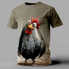 Funny Men's T Shirt Animal Chicken Print Summer Casual Short Sleeve Tee Street Fashion O-Neck Pullover Men's Oversized Clothing