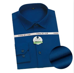 Bright Red Long-sleeved Shirt Men's Single-breasted Square Collar Shirts Business / Wedding / Party Casual Shirt Blue White 6XL