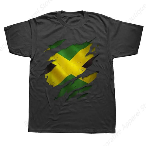Jamaica Retro Vintage Sport Jamaican Flag T Shirts Graphic Cotton Streetwear Short Sleeve Birthday Gifts T-shirt Mens Clothing
