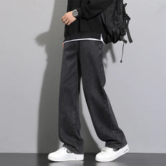 New Korean Men's Casual Long Jeans Classic Straight Denim Wide-leg Pants