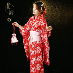 Fashion National Trends Women Sexy Kimono Yukata With Obi Novelty Evening Dress Japanese Cosplay Costume Floral One Size