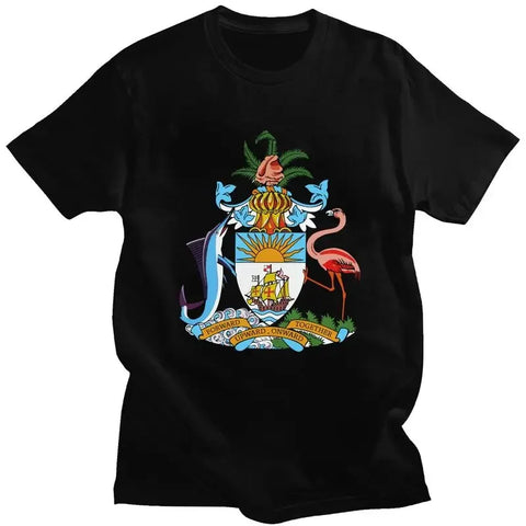 Graphic Tee Short Sleeved T-shirt Slim Fit Clothing Gift Sweatshirt Coat Of Arms Of The Bahamas T Shirt Men Pure Cotton Tshirt