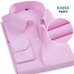 Bright Red Long-sleeved Shirt Men's Single-breasted Square Collar Shirts Business / Wedding / Party Casual Shirt Blue White 6XL