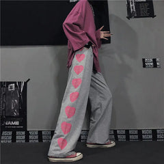 Japanese Y2k Oversize Graphic Wide Sweatpants Men Streetwear Print Casual Track Pants Male Sport Straight Trousers