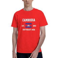 100% Cotton Cambodia Cambodian Flag t shirts Men Casual tshirts Women Clothing T-Shirts Tops Tees S-6XL Gift