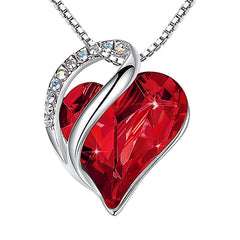 Fashion Silver Love Heart Crystal Pendant Necklace Any Occasion Gift Piece