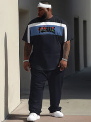 Short sleeved T-shirt Pants Set Plus Size Men Large Street Casual Graffiti Letter Printing Trendy T-shirt Pants ZOOY