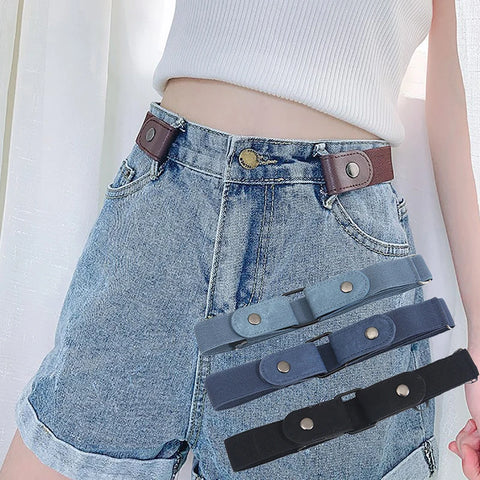 Buckle-Free Waist Belt, No Buckle Stretch Elastic Waist Belt For Women/Men